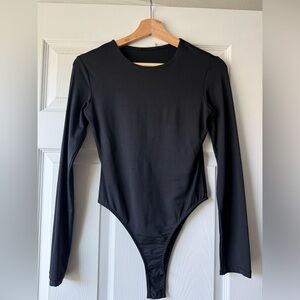 ZARA Black Long Sleeve Polyamide Stretch One-Piece Bodysuit